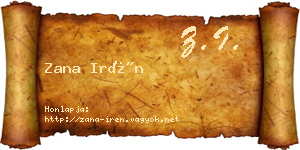 Zana Irén névjegykártya